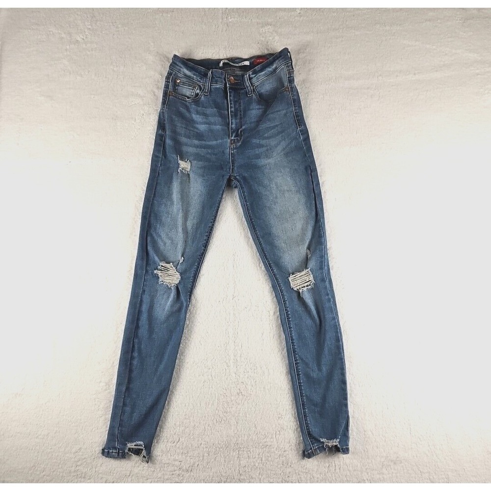 Celebrity Pink The Spice Womens Blue Denim Distressed Ankle Jeans‎ Size 5/27